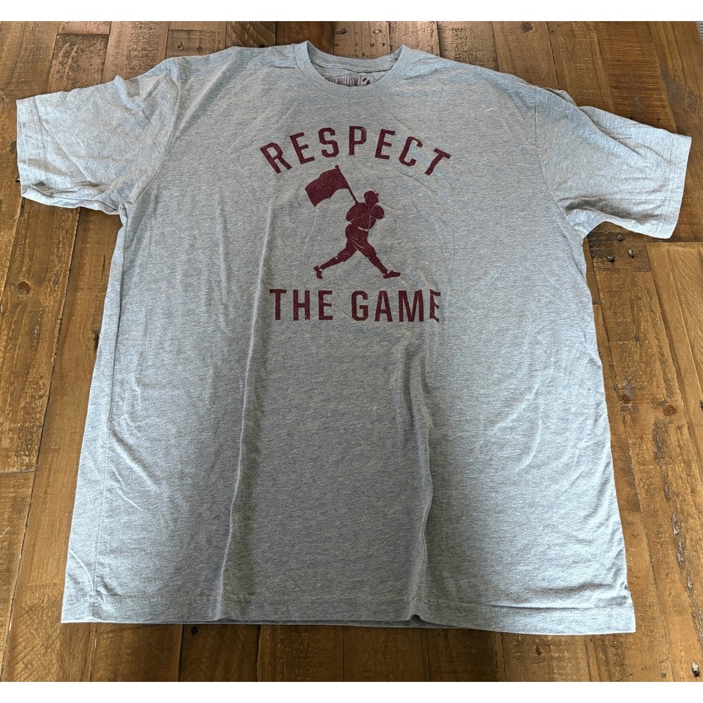 Baseballism Respect The Game T-Shirt Men's XL Gray Baseball Graphic Tee
